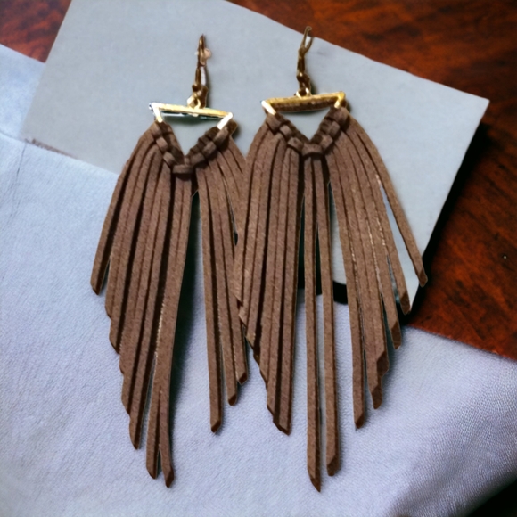 boutiques Jewelry - Bohemian Leather Fringe Earrings
